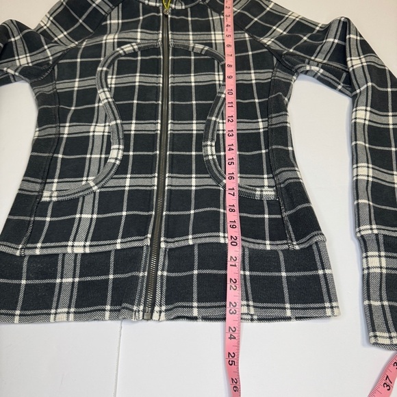 Lululemon Scuba Hoodie Black White Plaid Full Zip Sweatshirt Size 4 - Picture 8 of 9